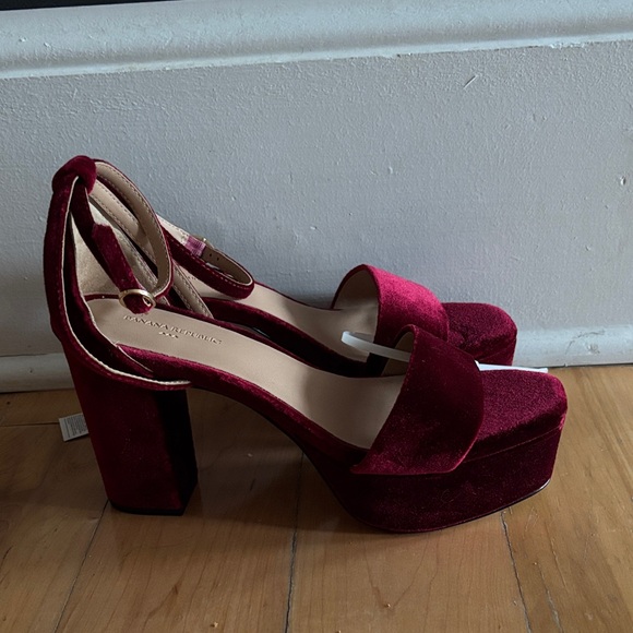 Banana Republic Shoes - Banana Republic Deep Red Velvet Platform Heels